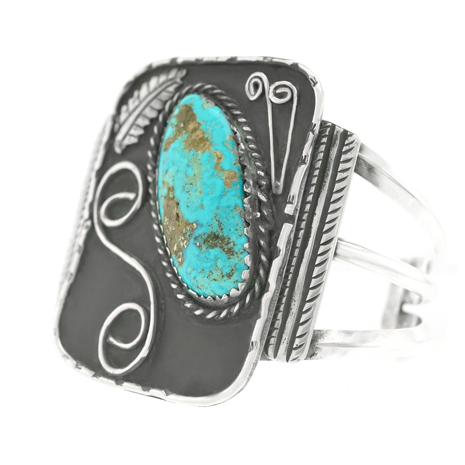 Native American Navajo Sterling Cuff with Turquoise