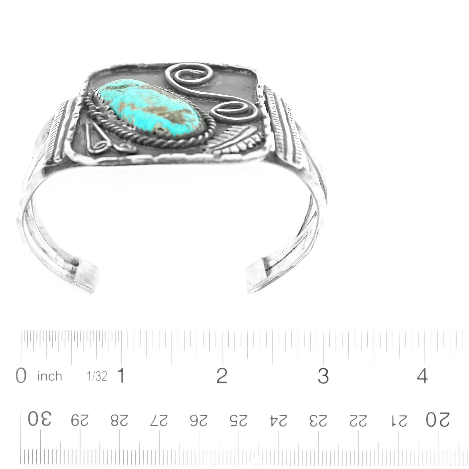 Women's or Men's Navajo Sterling Cuff with Turquoise