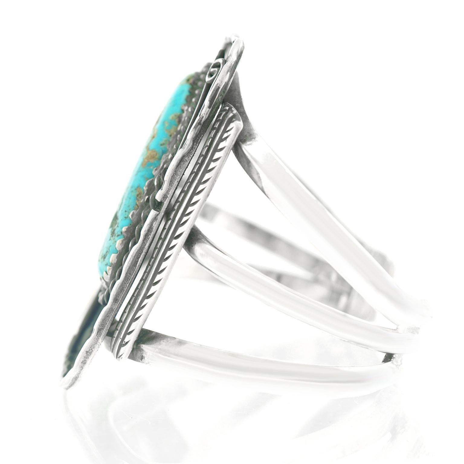 Navajo Sterling Cuff with Turquoise 1