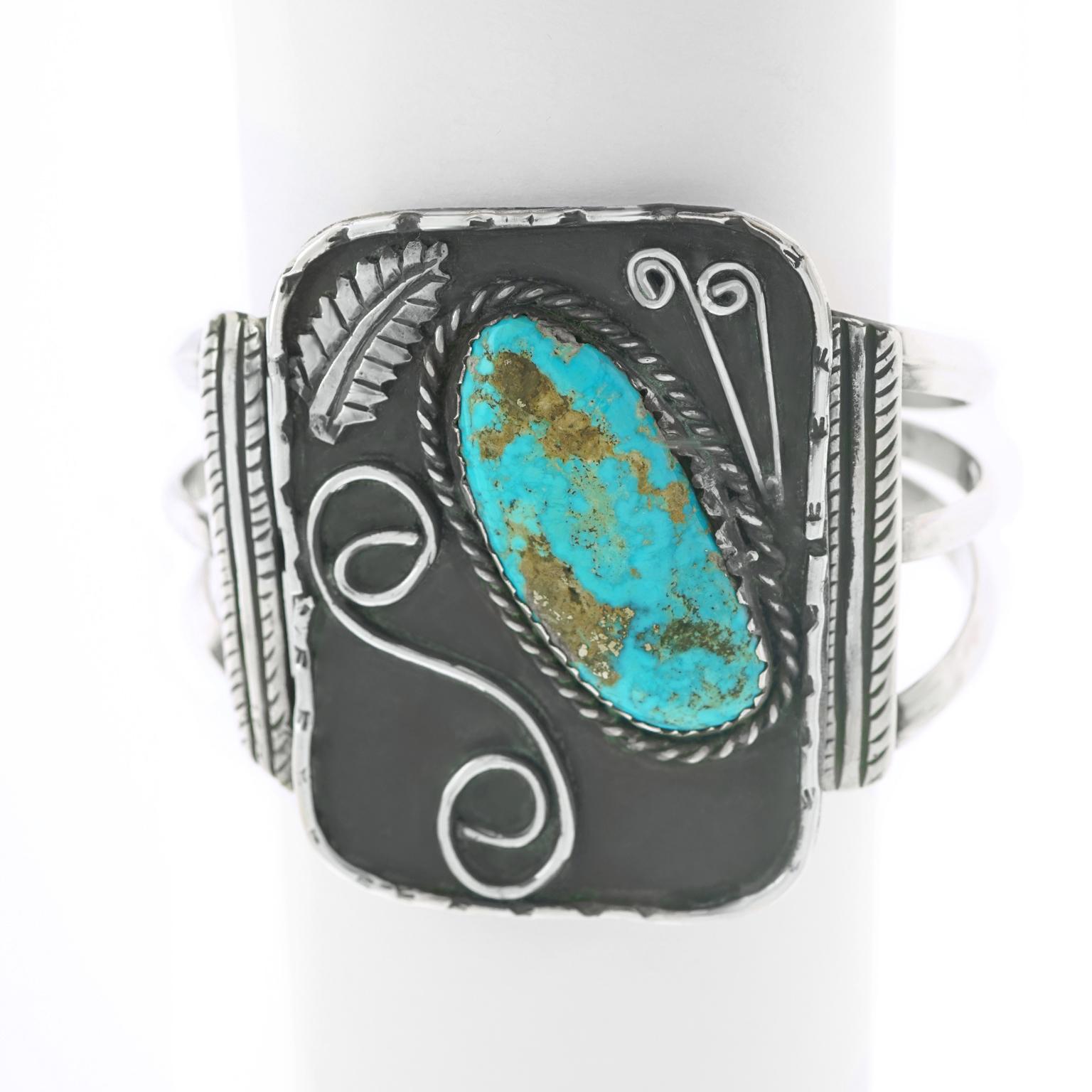 Navajo Sterling Cuff with Turquoise 2