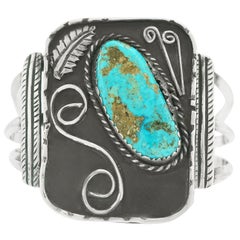 Retro Navajo Sterling Cuff with Turquoise