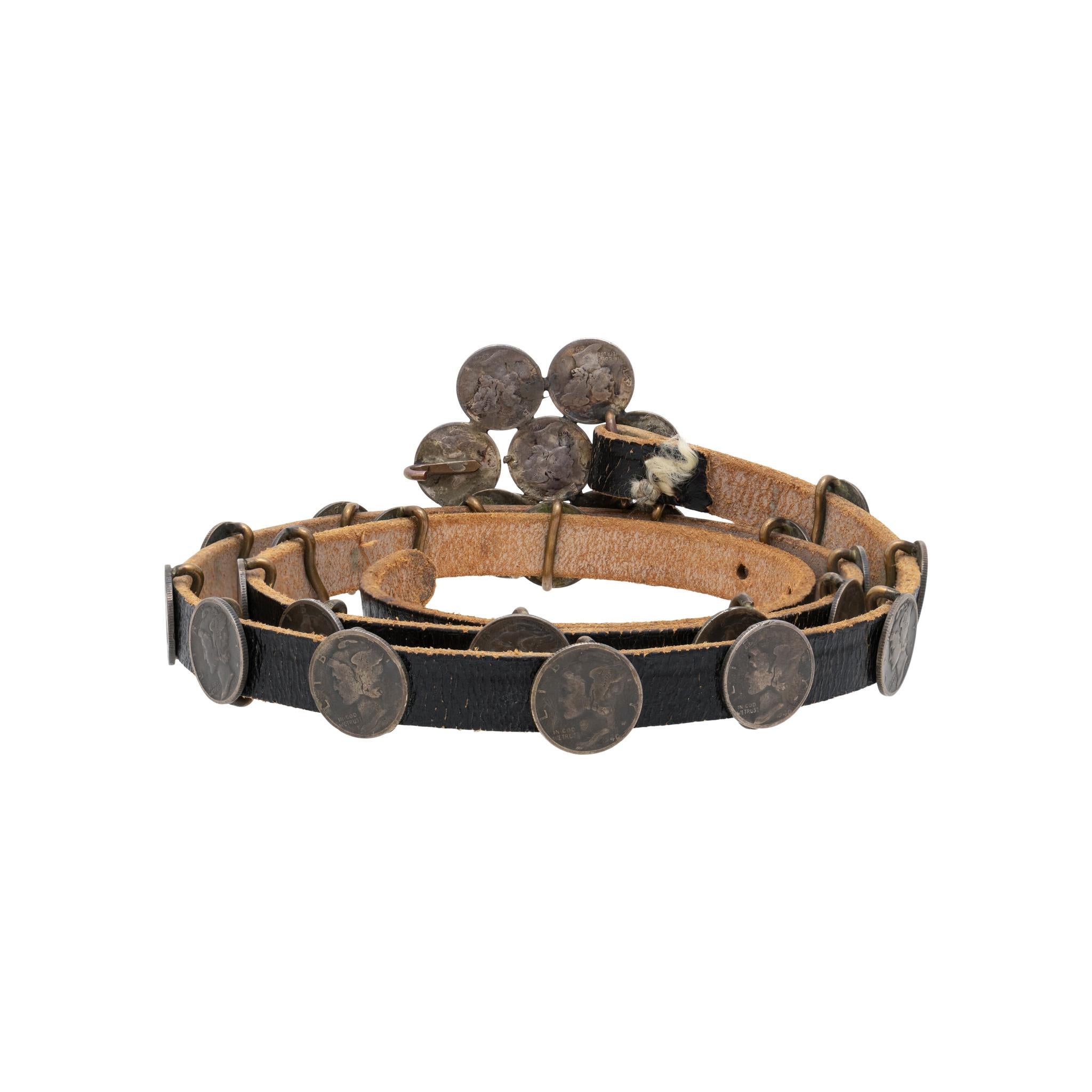 da uomo o donna Cintura concho in pelle e monete in sterline Navajo in vendita