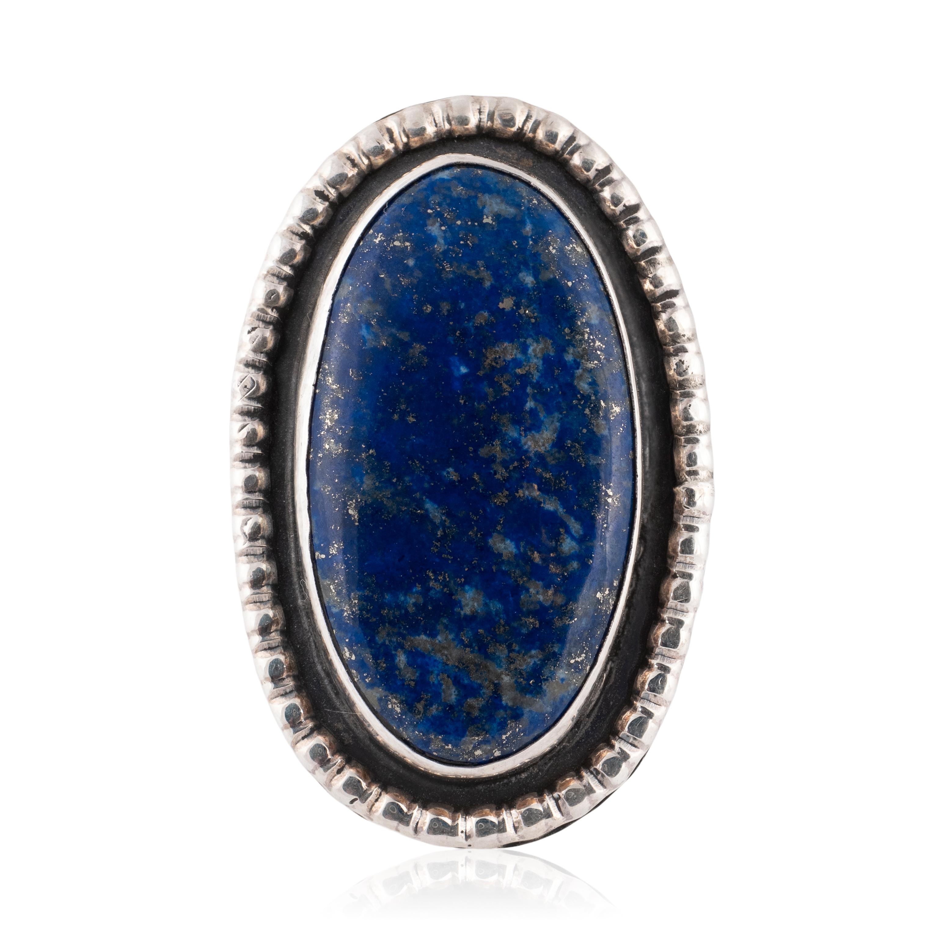 Navajo Sterling Lapis Ring von Chimney Butte (Ovalschliff) im Angebot
