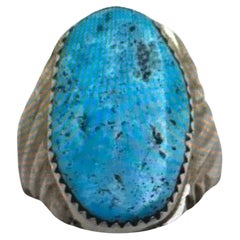 Navajo Sterling Silver .925 Kingman Turquiose 14mm x 25mm Oval Ring Size 10