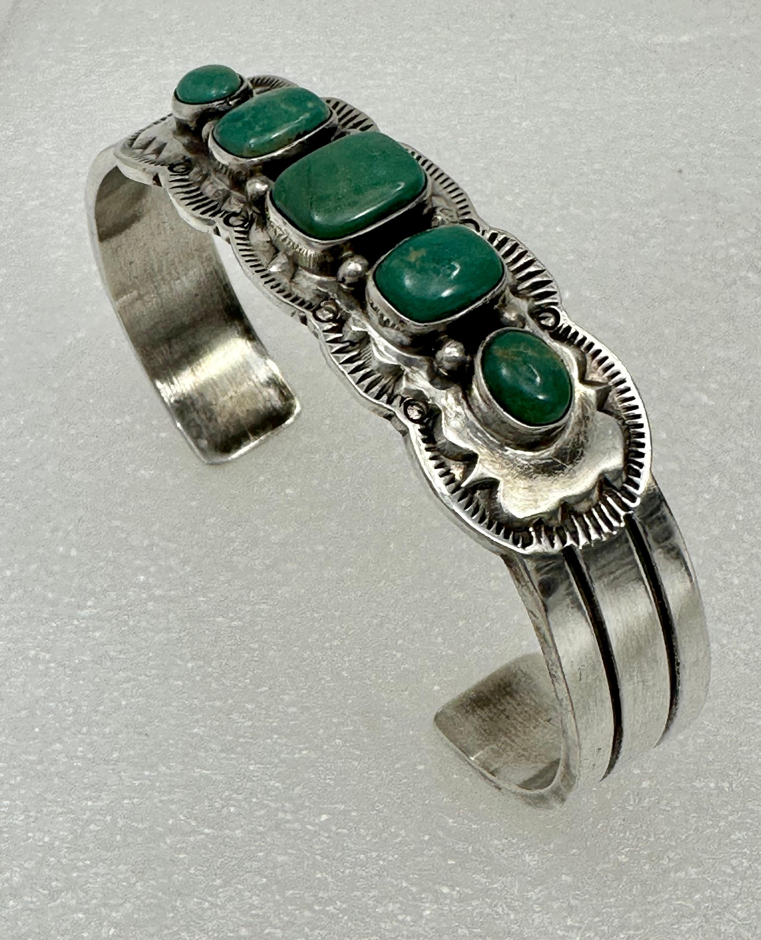 green turquoise bracelet silver