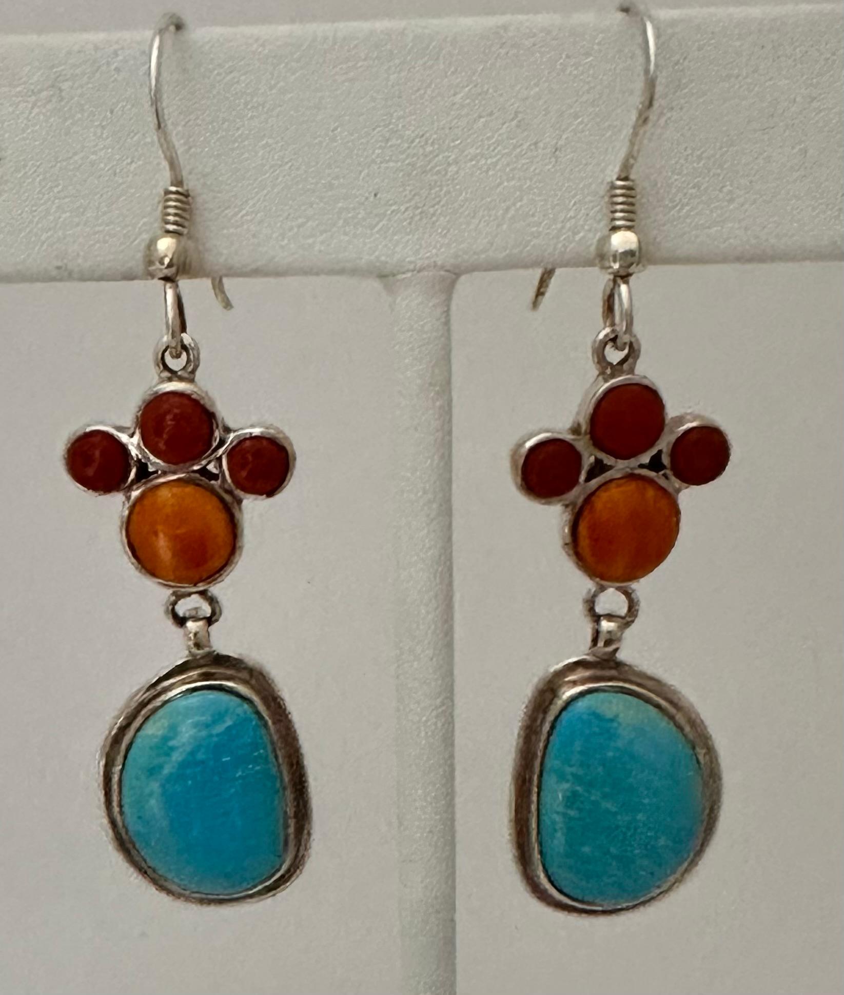 coral and turquoise earrings