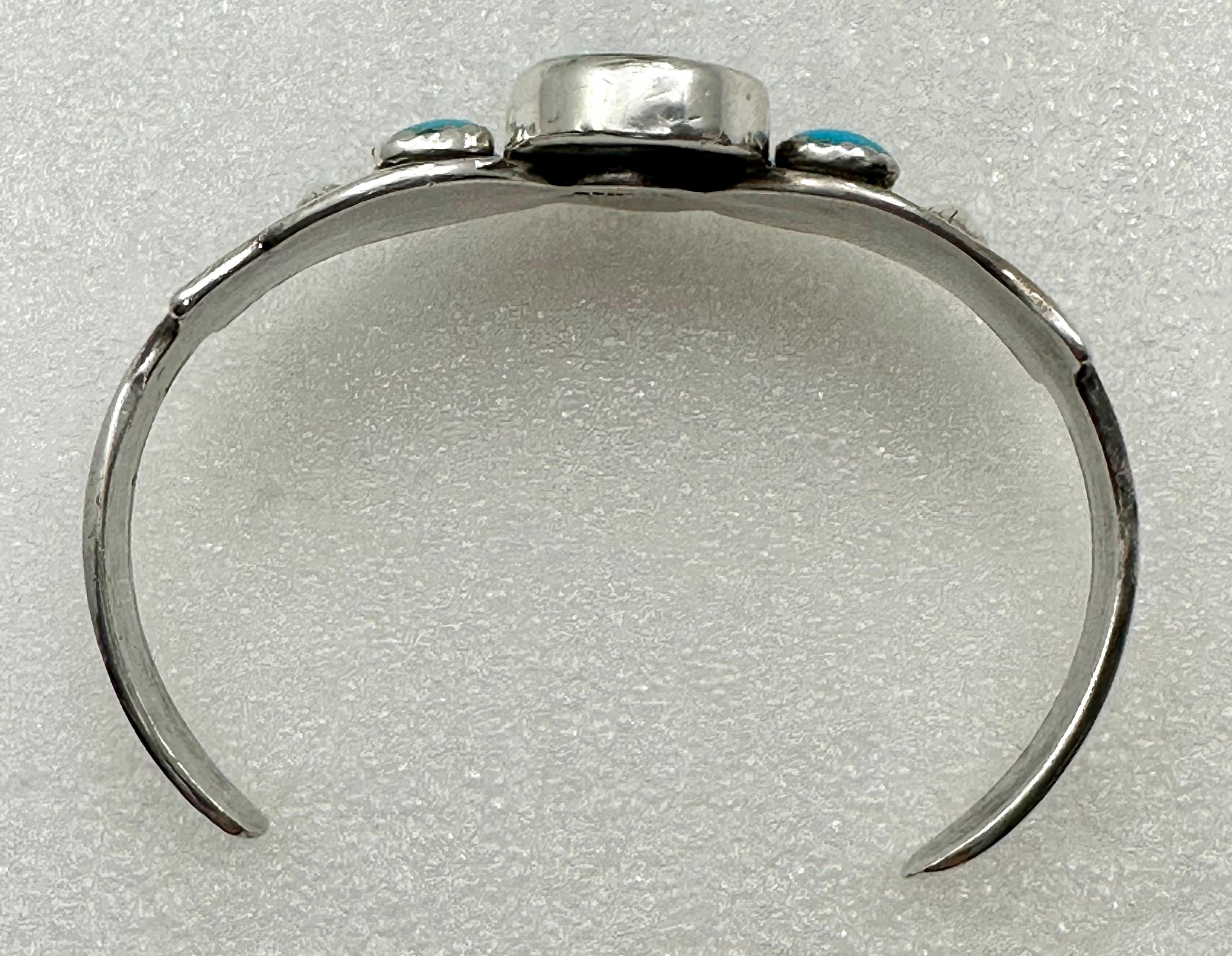 Women's or Men's Navajo Sterling Silver .925 Turquoise & Coral Bracelet Signed Daniel Miko For Sale