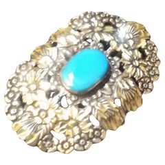 Navajo Sterling Silver and Turquoise Brooch