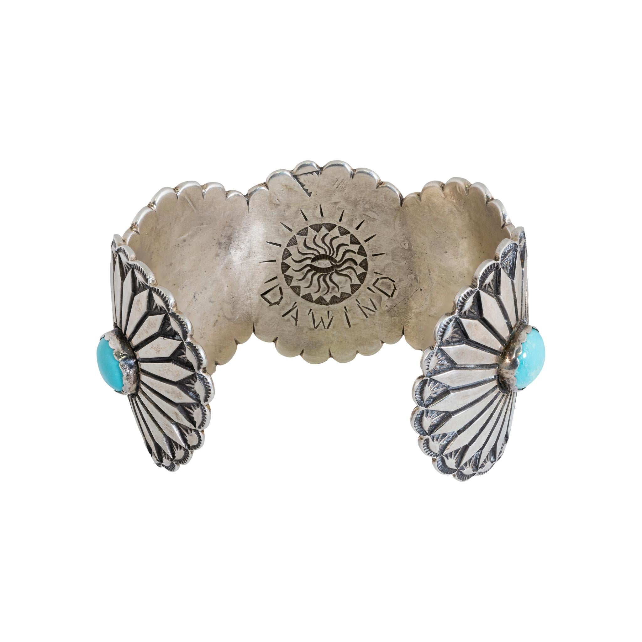 Nativo americano Bracciale Navajo in argento sterling e turchese in vendita