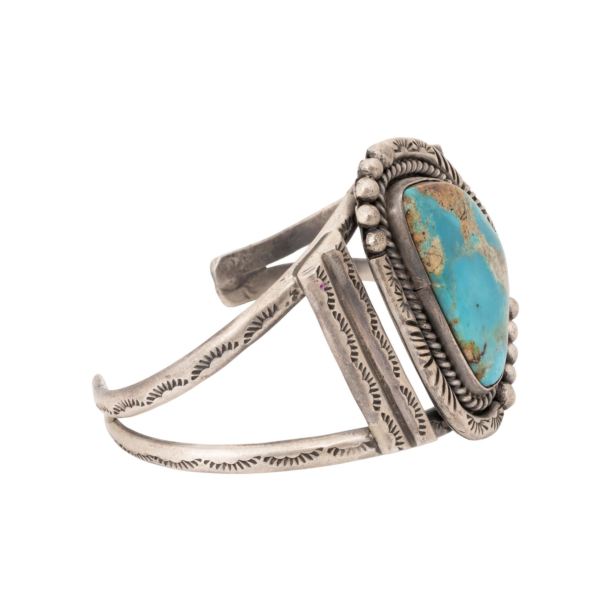 Taglio misto Bracciale Navajo in argento sterling e turchese in vendita