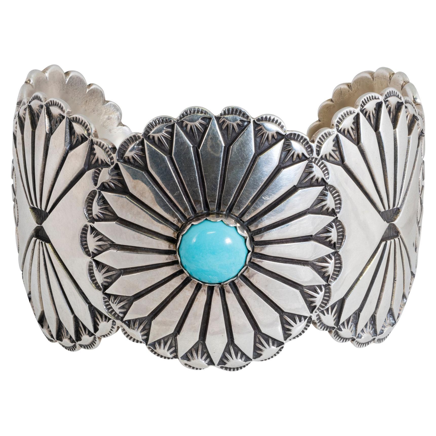 Bracciale Navajo in argento sterling e turchese