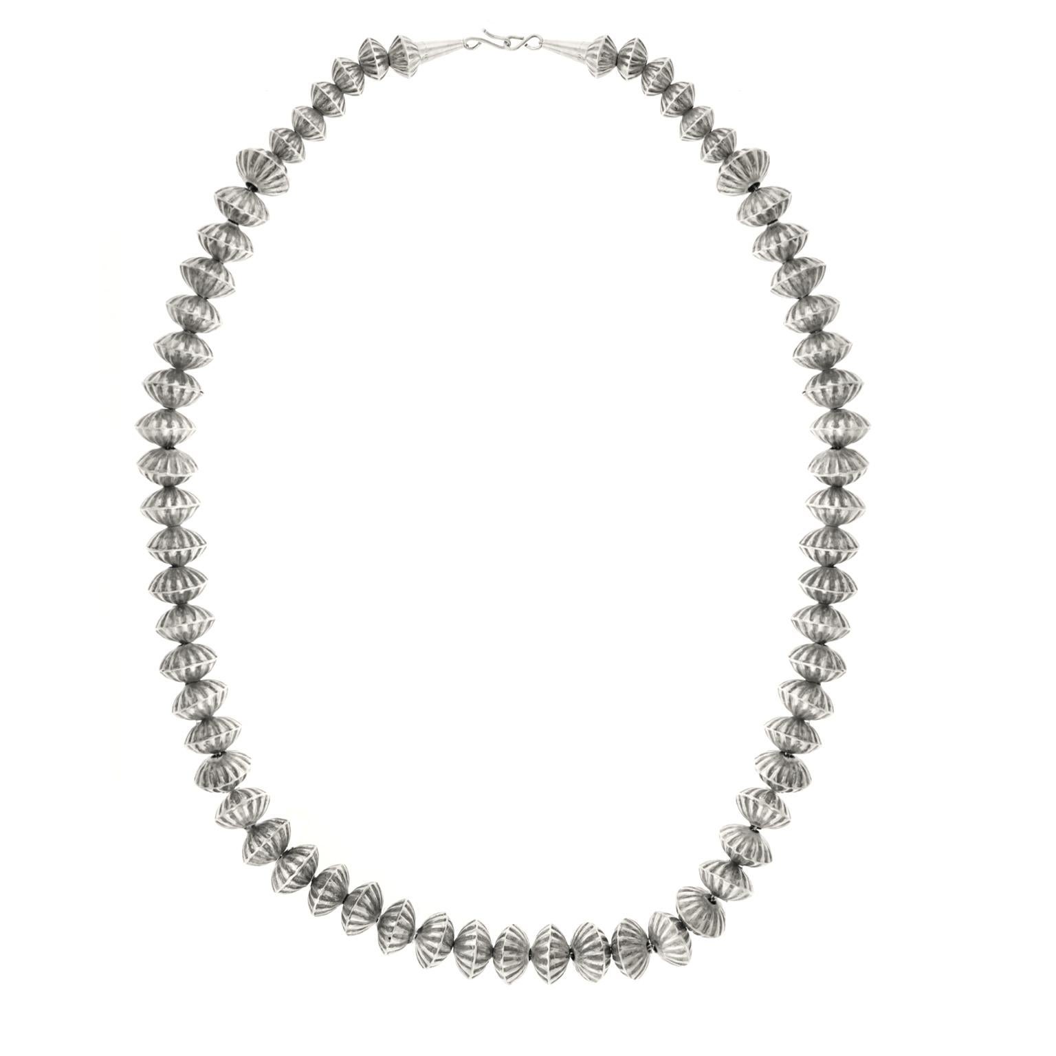 Navajo Sterling Silver Bead Necklace 1