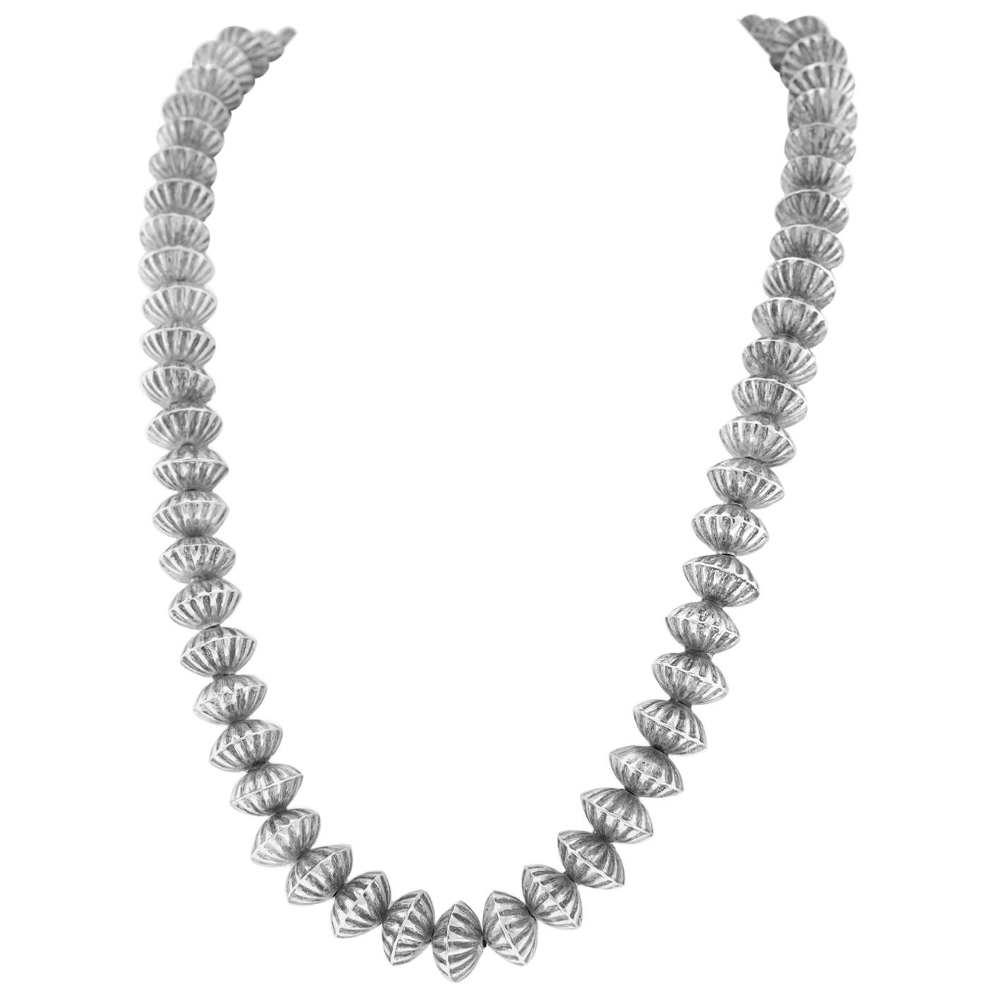 Navajo Sterling Silver Bead Necklace