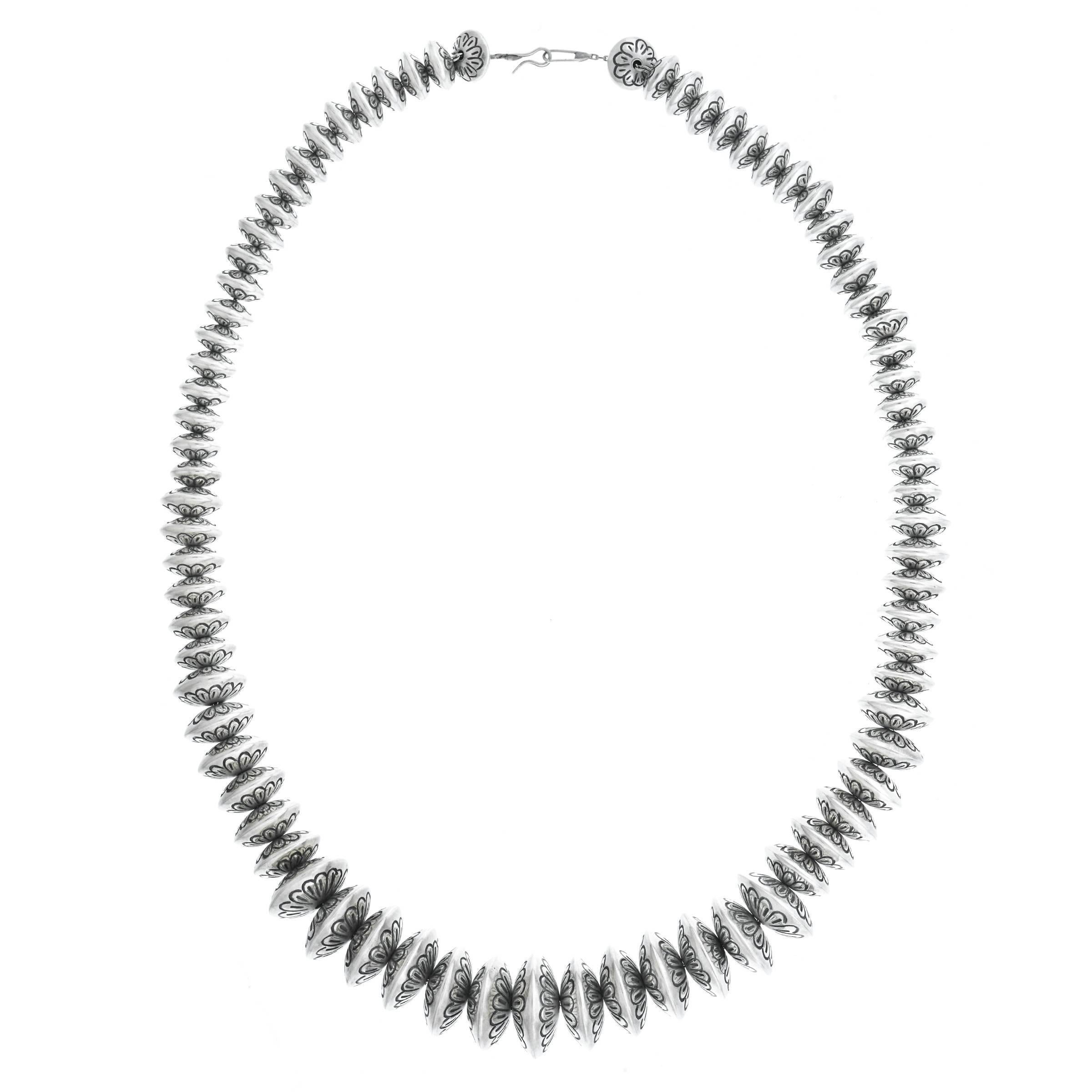 Navajo Sterling Silver Bead Necklace
