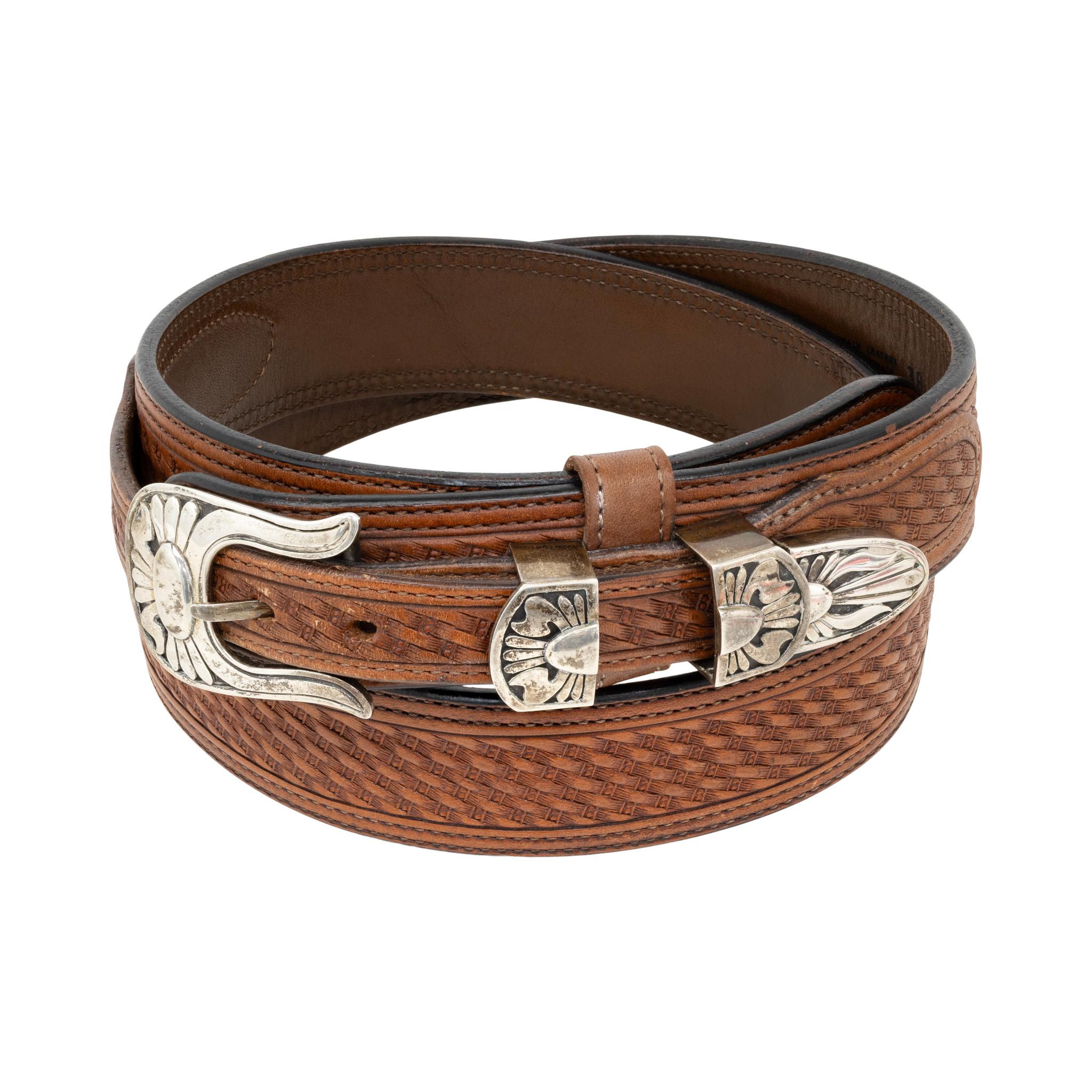 Nativo americano Fibbia e cintura in argento sterling Navajo di Alvin Begay in vendita