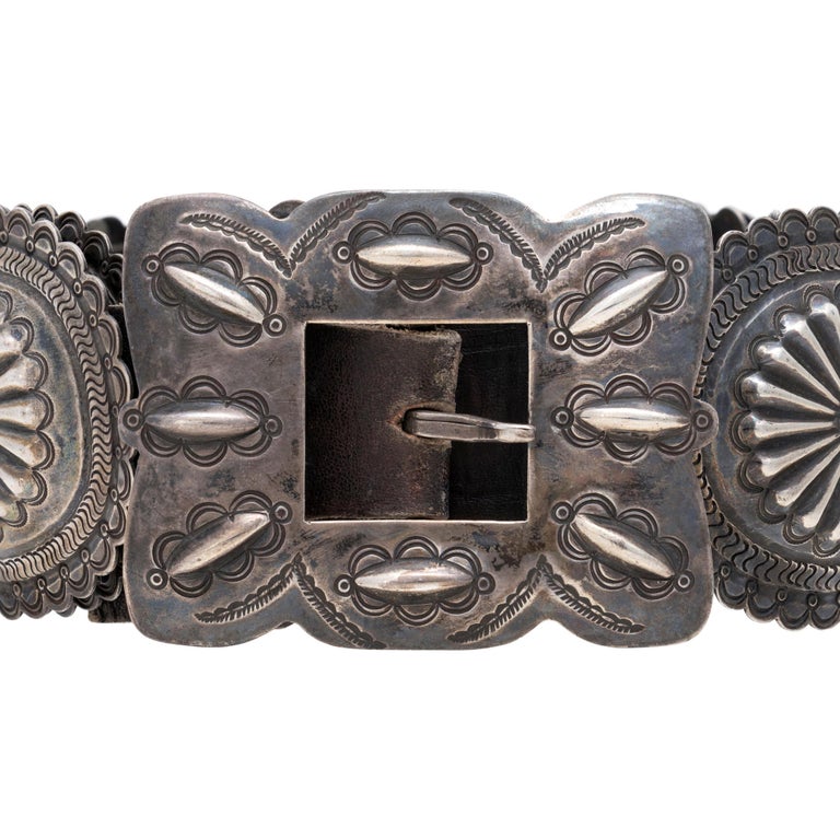 Navajo Sterling Silver Concho Belt For Sale at 1stDibs