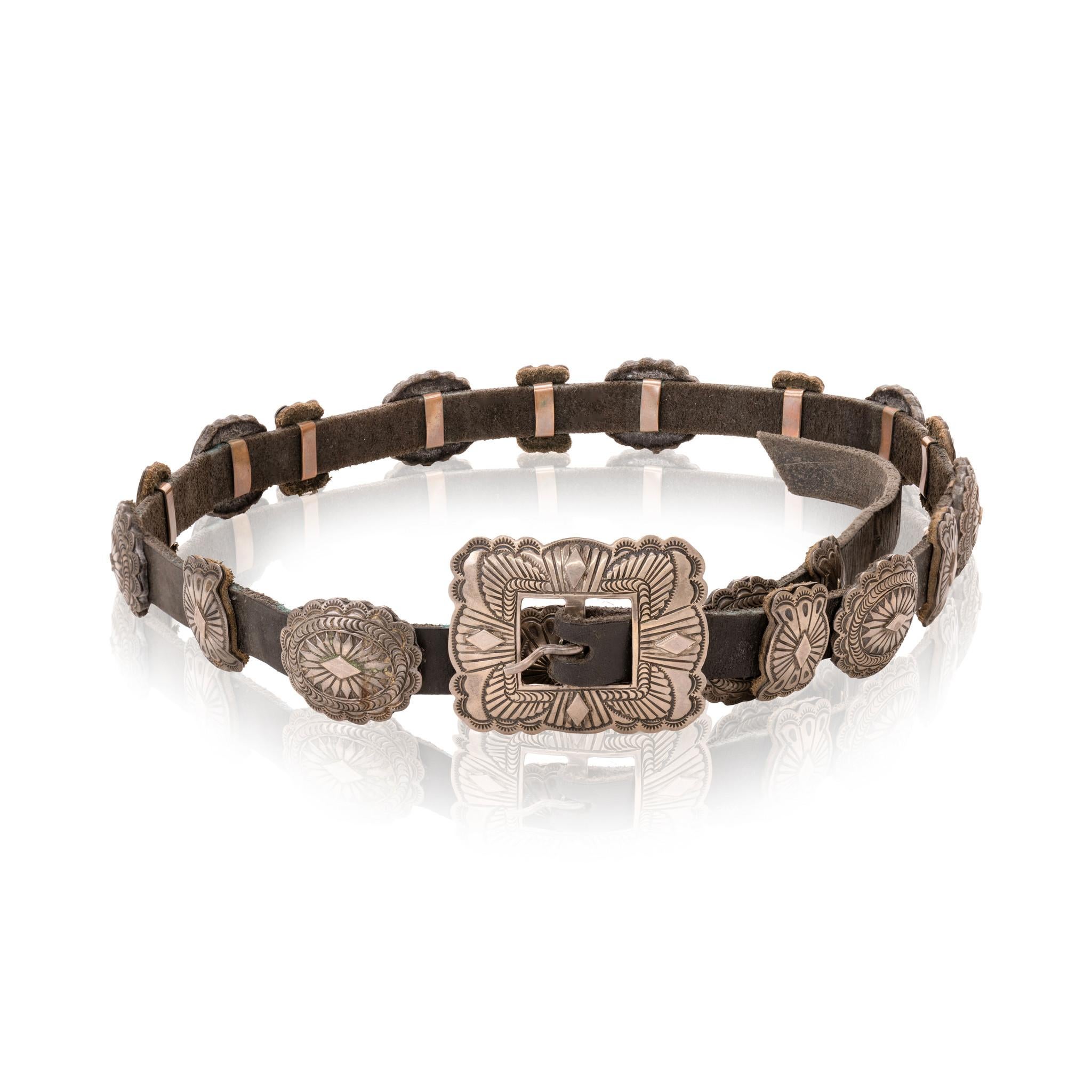 Navajo Sterling Silber Concho Gürtel im Zustand „Gut“ im Angebot in Coeur d Alene, ID