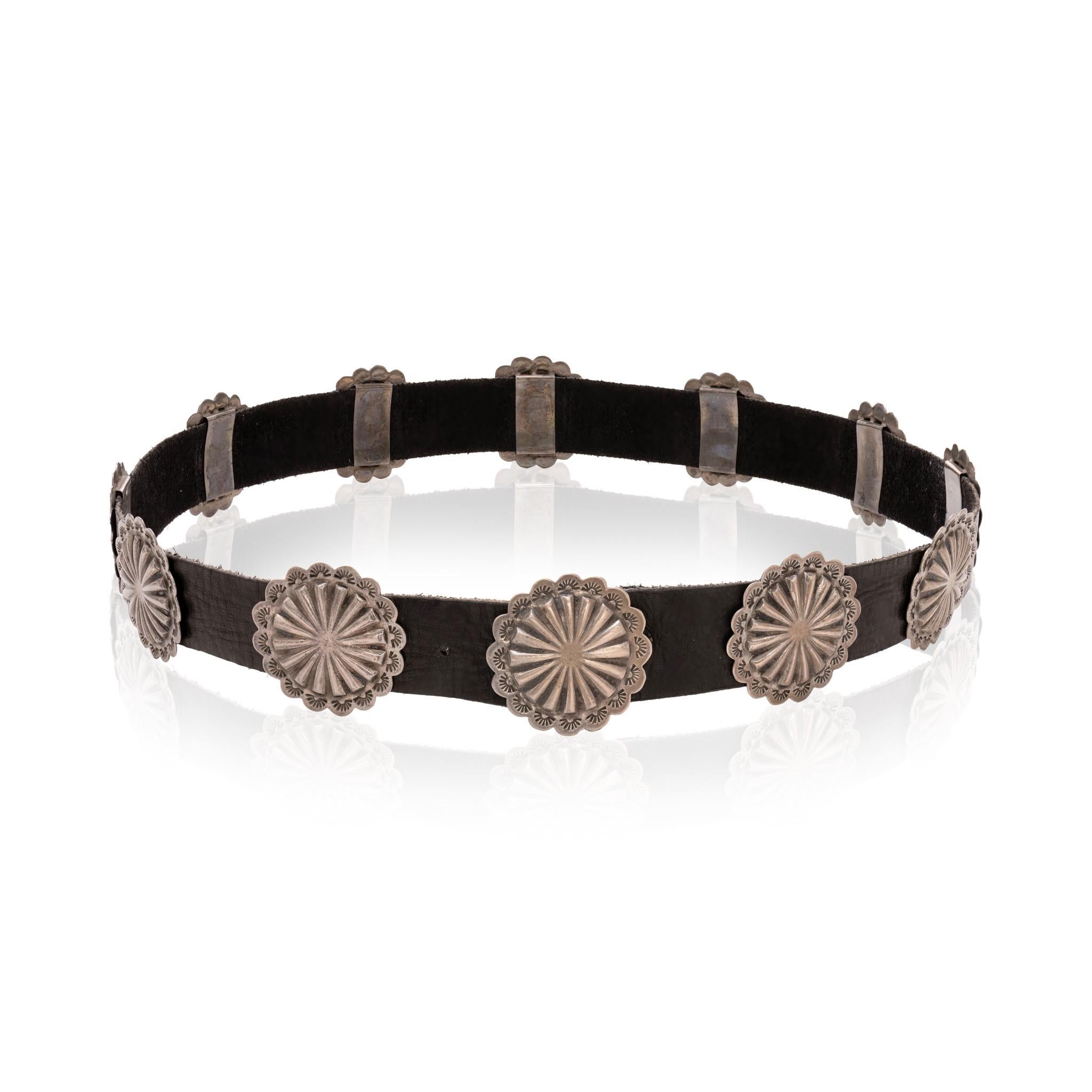 Cintura Concho in argento sterling Navajo In condizioni buone in vendita a Coeur d Alene, ID