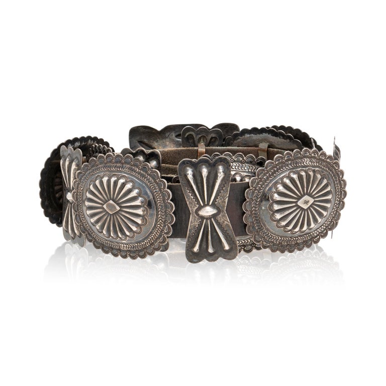 Navajo Sterling Silver Concho Belt For Sale at 1stDibs