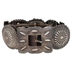 Used Navajo Sterling Silver Concho Belt