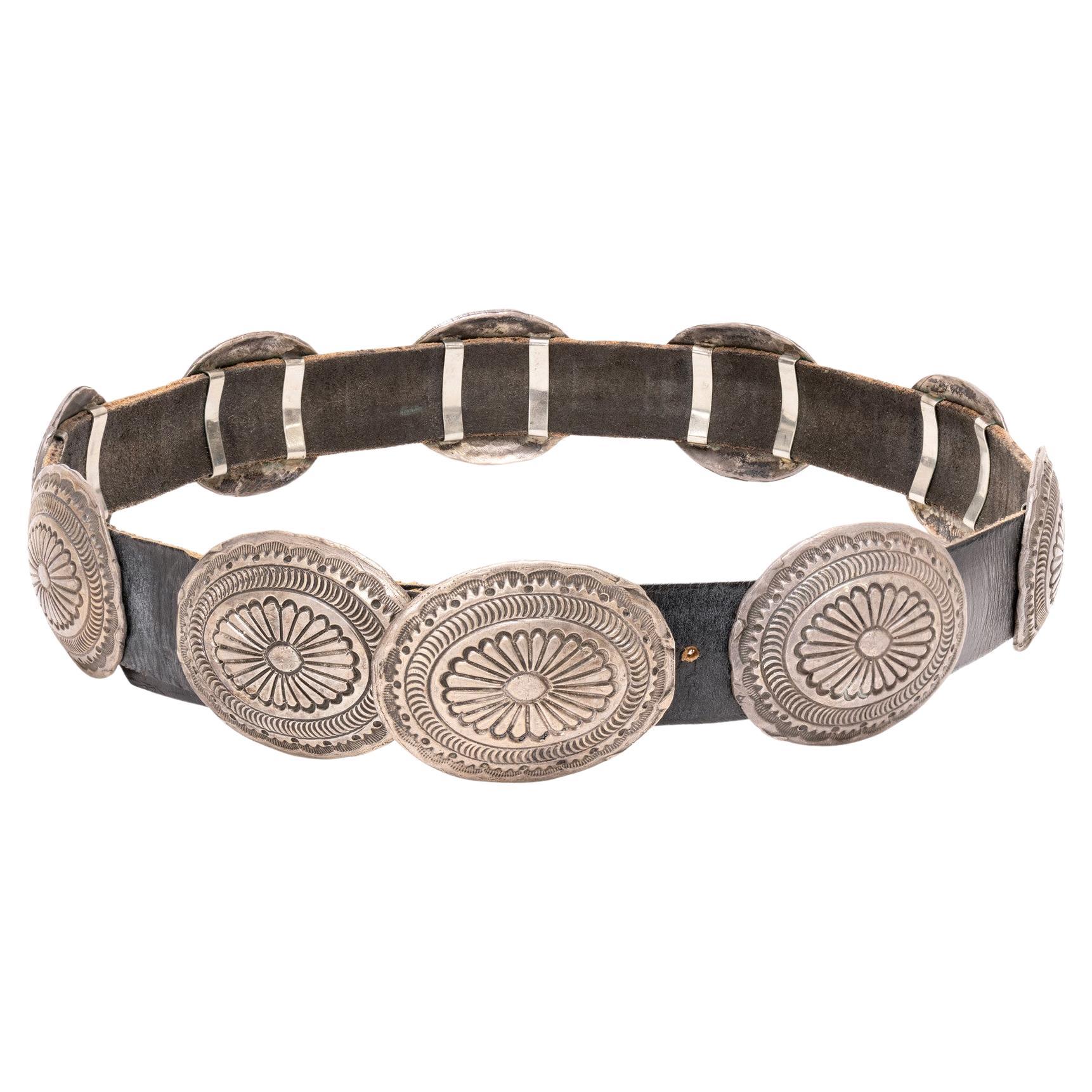 Navajo Sterling Silver Concho Belt