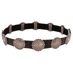 Cinturón Concho Navajo de Plata de Ley