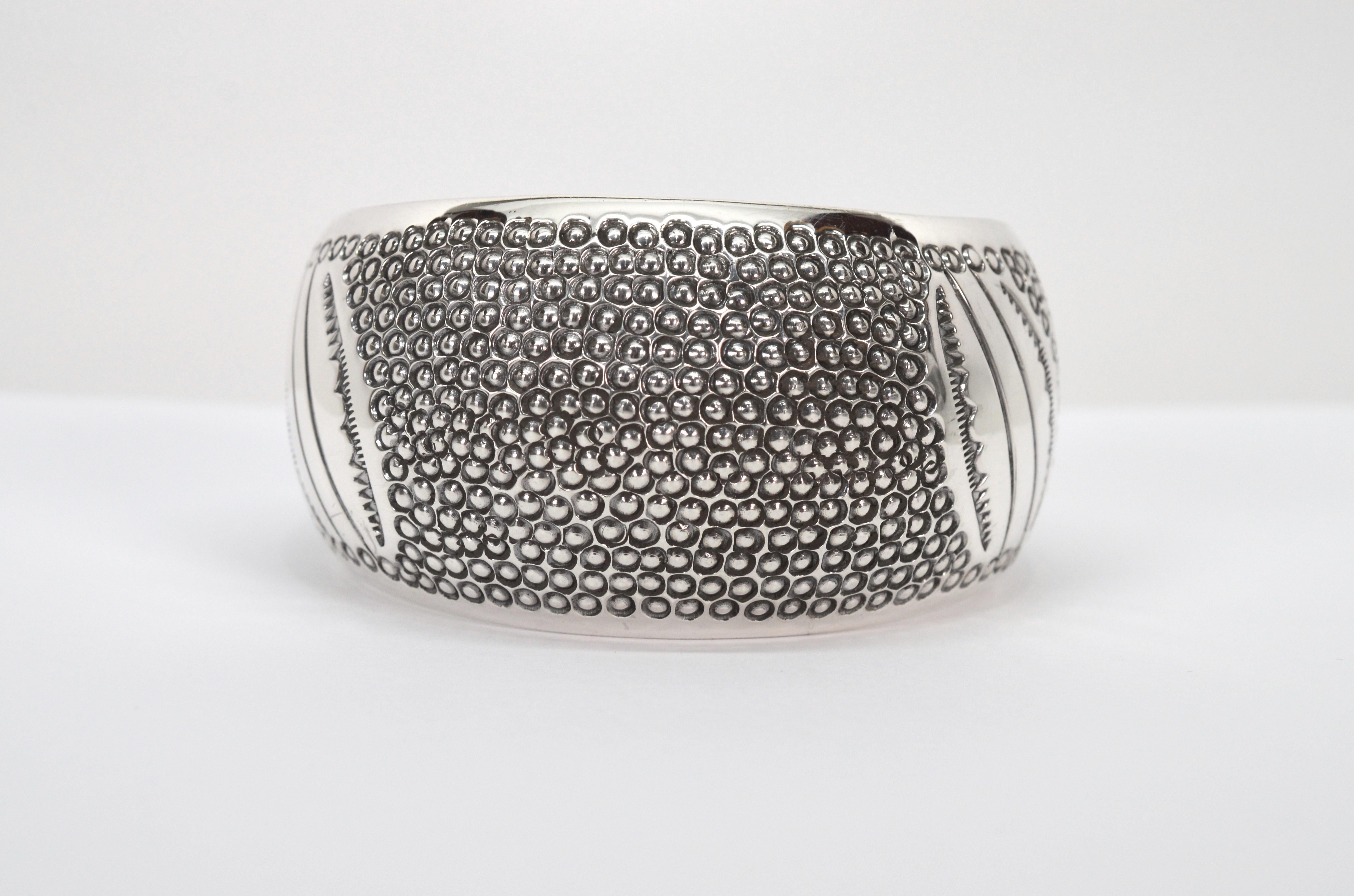 Navajo Sterling Silver Domed Cuff Bracelet In Excellent Condition For Sale In Mount Kisco, NY