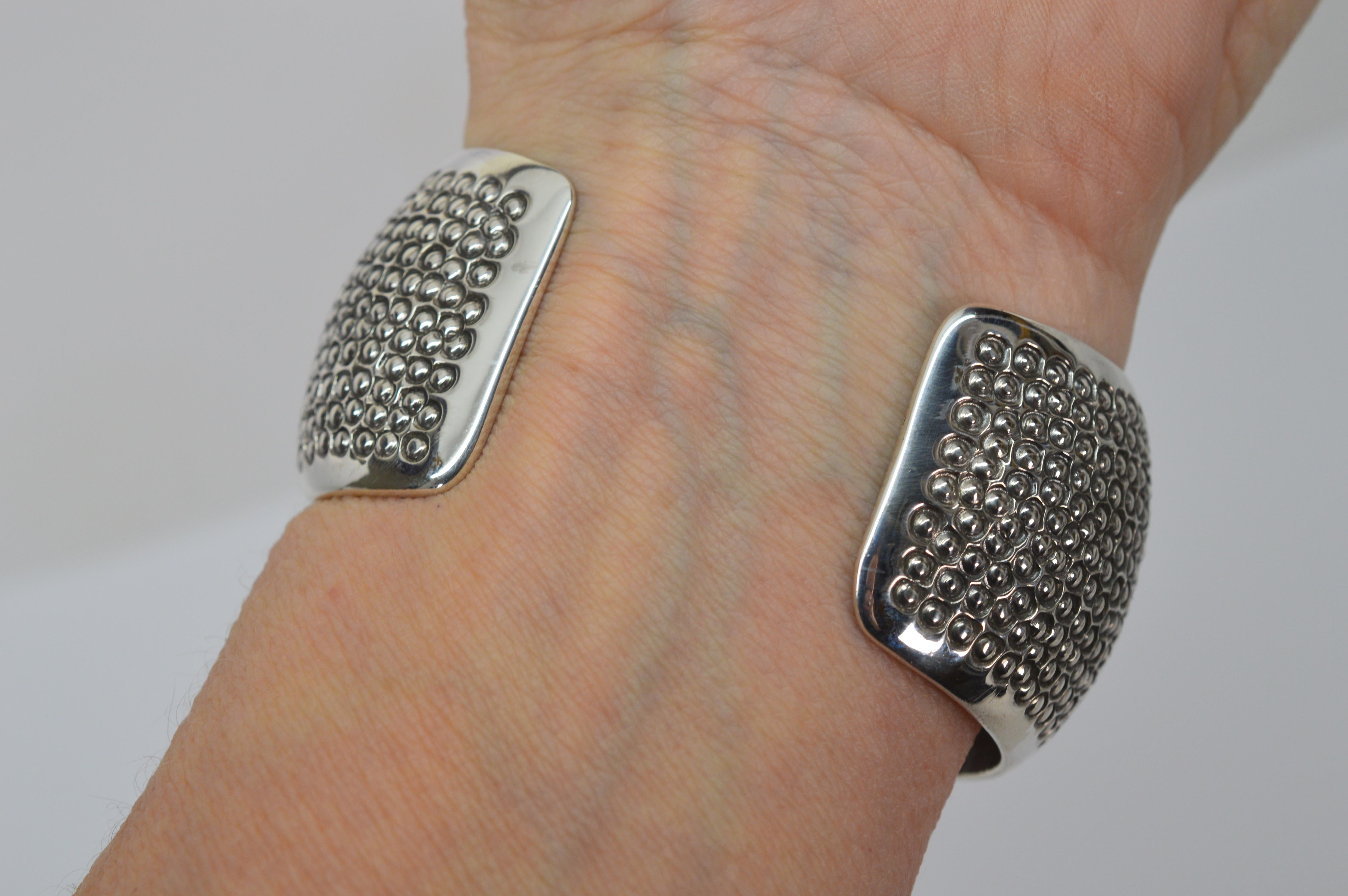Navajo Sterling Silver Domed Cuff Bracelet For Sale 2