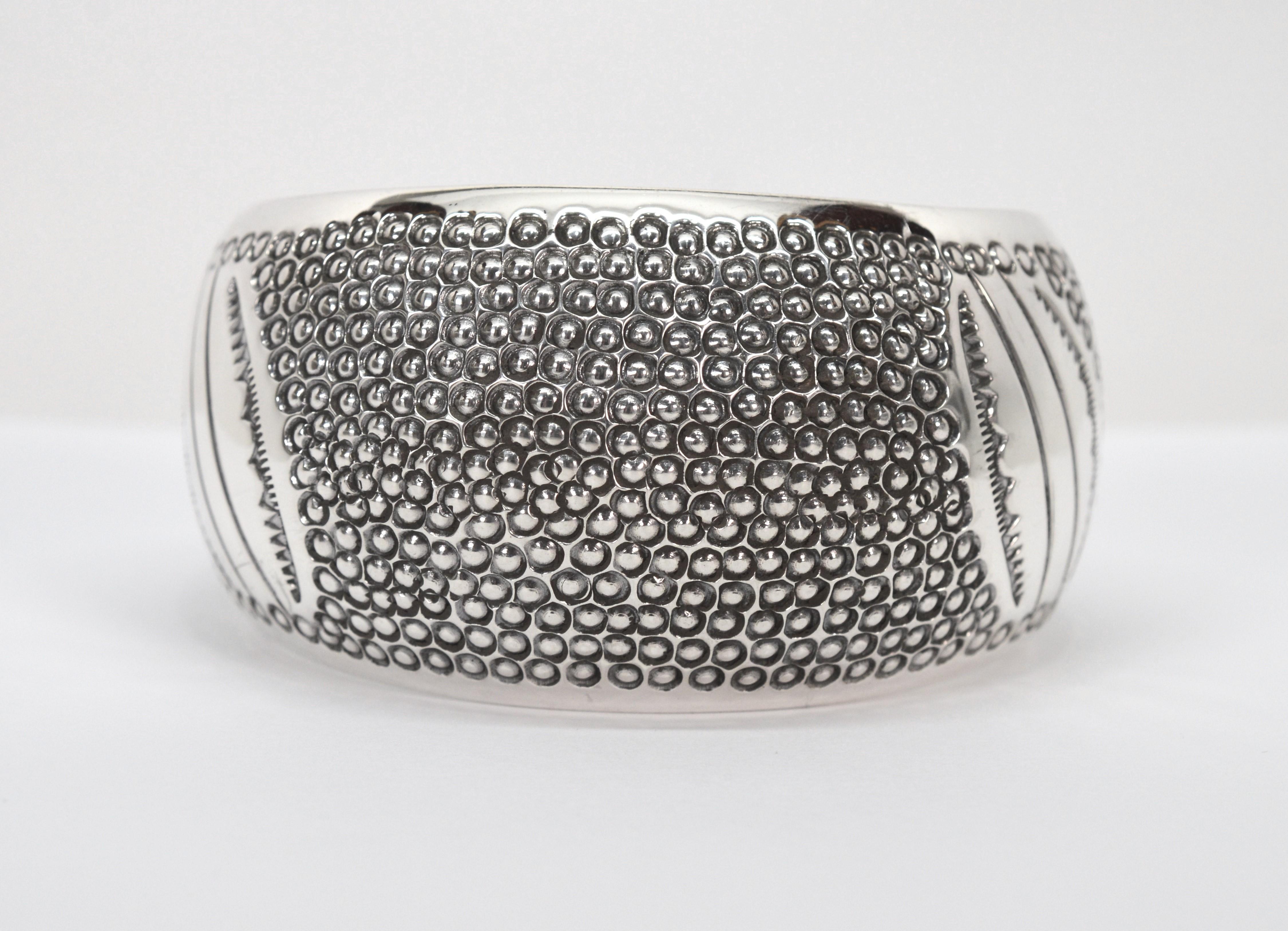 Navajo Sterling Silver Domed Cuff Bracelet For Sale 4