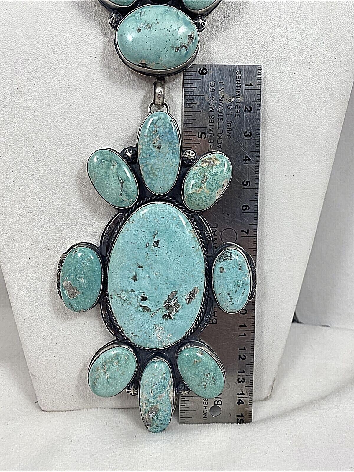 Cabochon Navajo Sterling Silver Easter Blue Turquoise 34