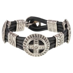 Navajo Sterling Silver & Leather Wire Bracelet
