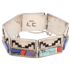 Bracciale con intarsio A Link in argento sterling Navajo