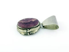 Navajo Sterling Silver Purple Spiny Oyster Pendant by Gary Sanchez