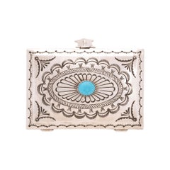 Scatola portagioie in argento Sterling Navajo con turchese