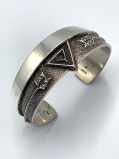 Navajo Sterling Silver Tufa Cast Cuff Bracelet by Kevin Yazzie