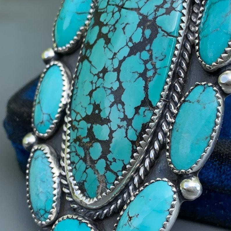 Anello a grappolo di turchese in argento sterling Navajo in vendita 3