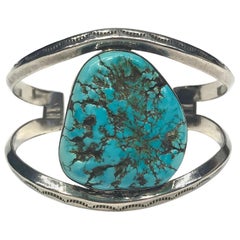 Bracelet manchette Navajo en argent sterling, turquoise et corail avec surprise