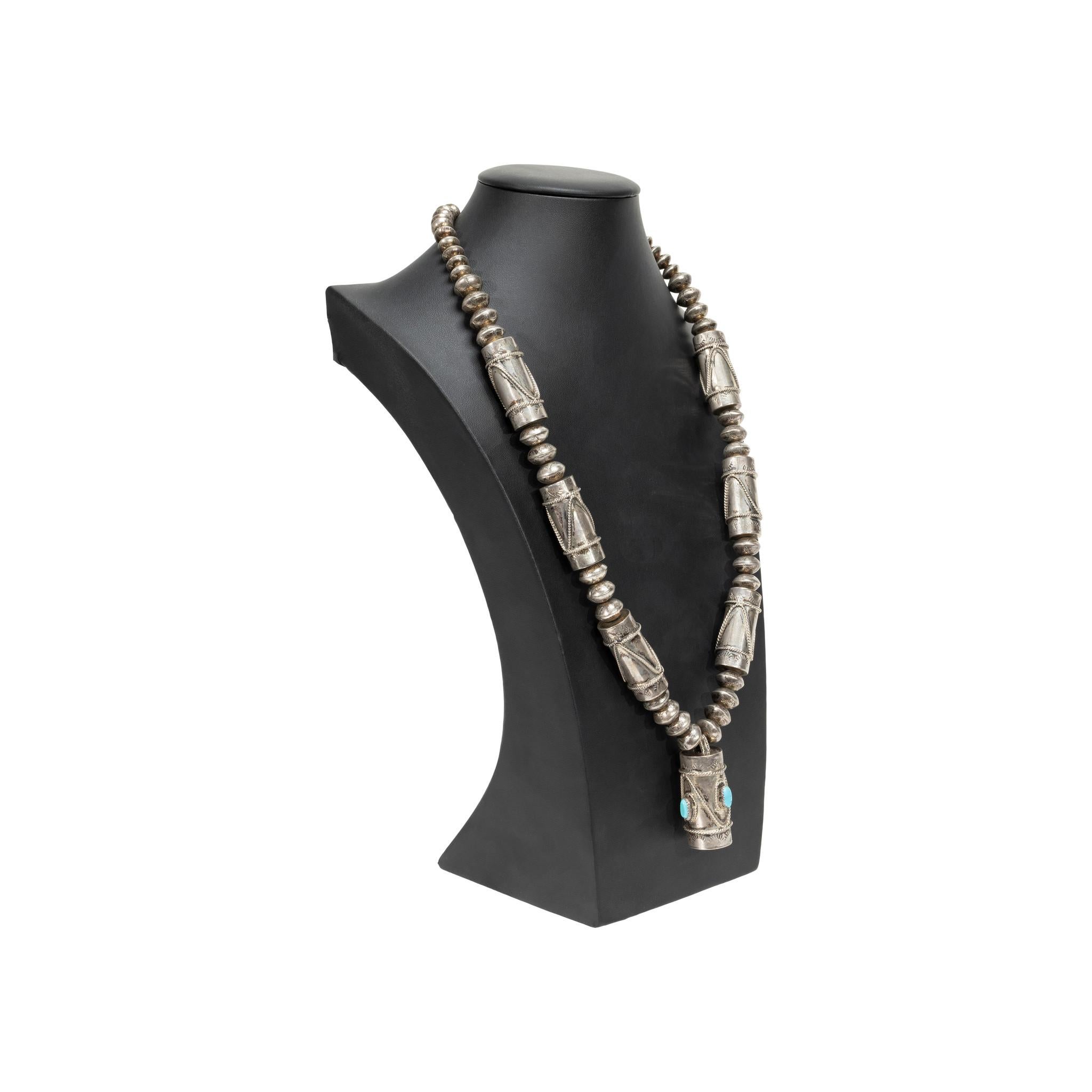 Taglio vecchia miniera Navajo Sterling Silver Turquoise Necklace in vendita