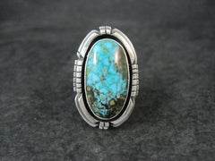 Navajo Sterling Silver Turquoise Ring by Paul Livingston, Size 7
