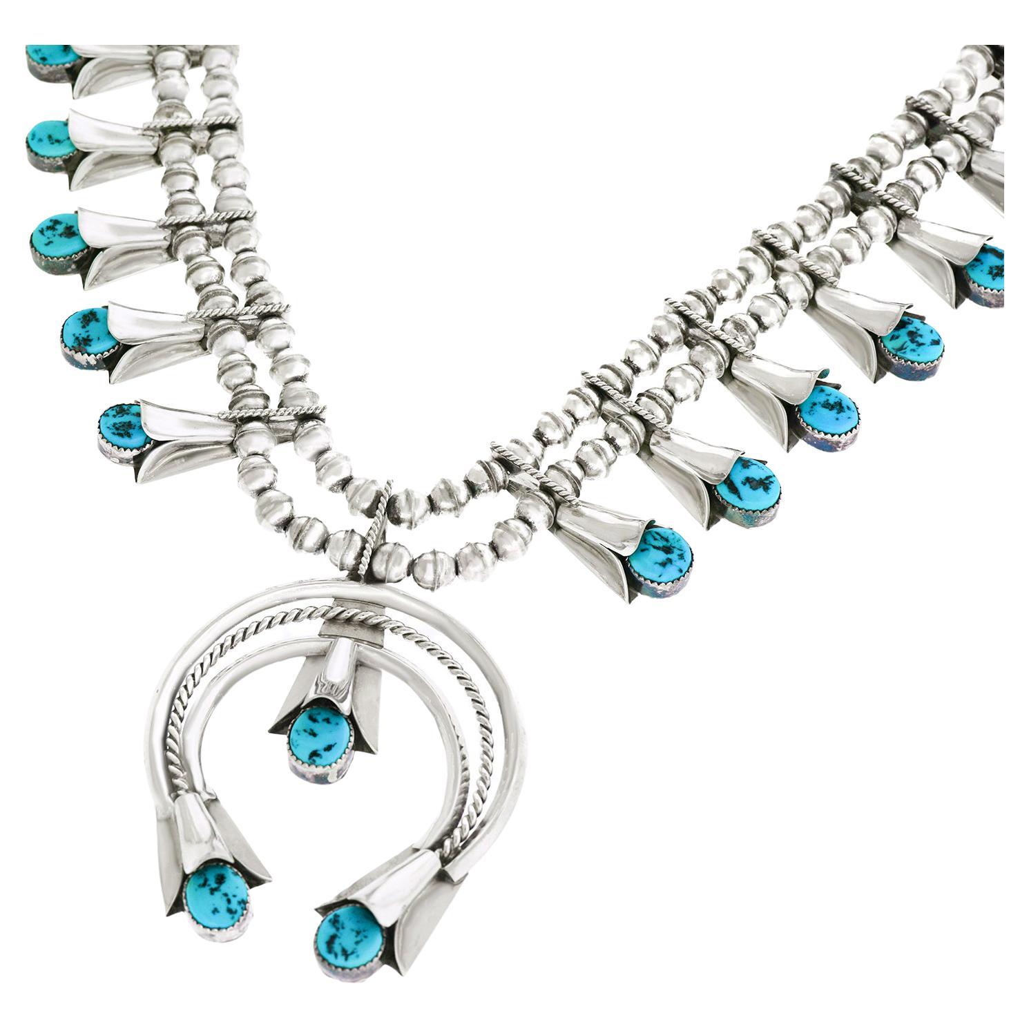 Navajo Sterling Squash Blossom Necklace by Fatoya Yazzie