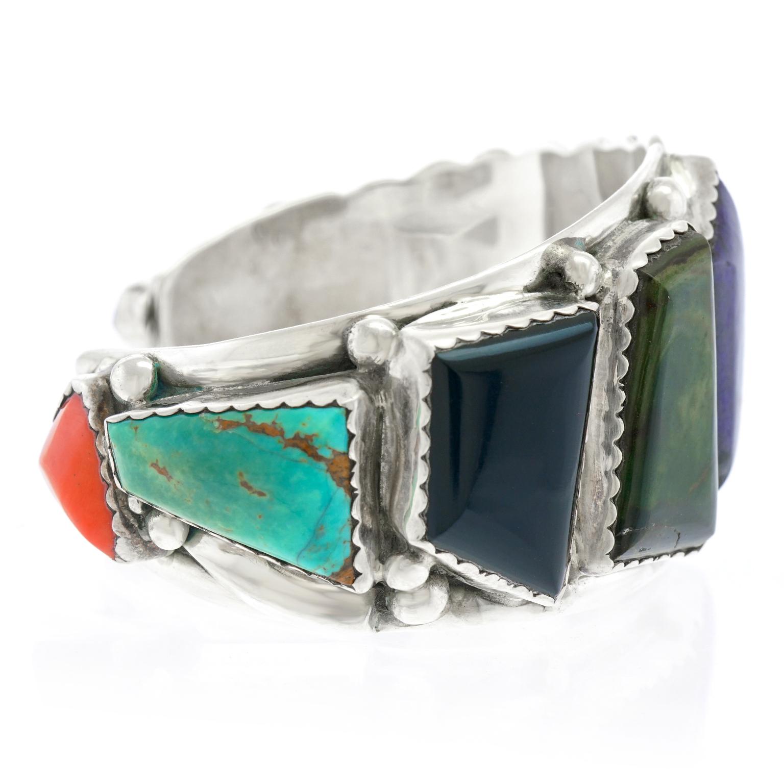 Navajo Stone-Set Sterling Cuff Bracelet 2