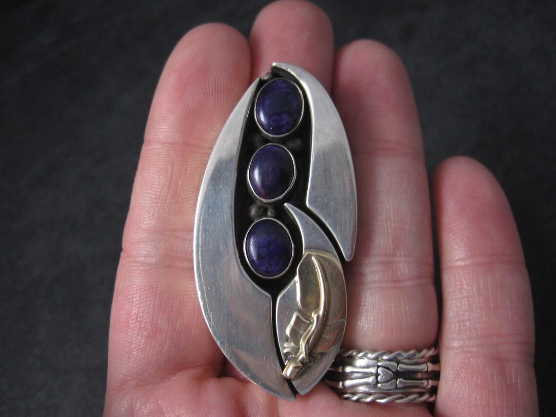 Navajo Sugilite Feather Ring Wilbert Cora Vandever Adjustable For Sale 2