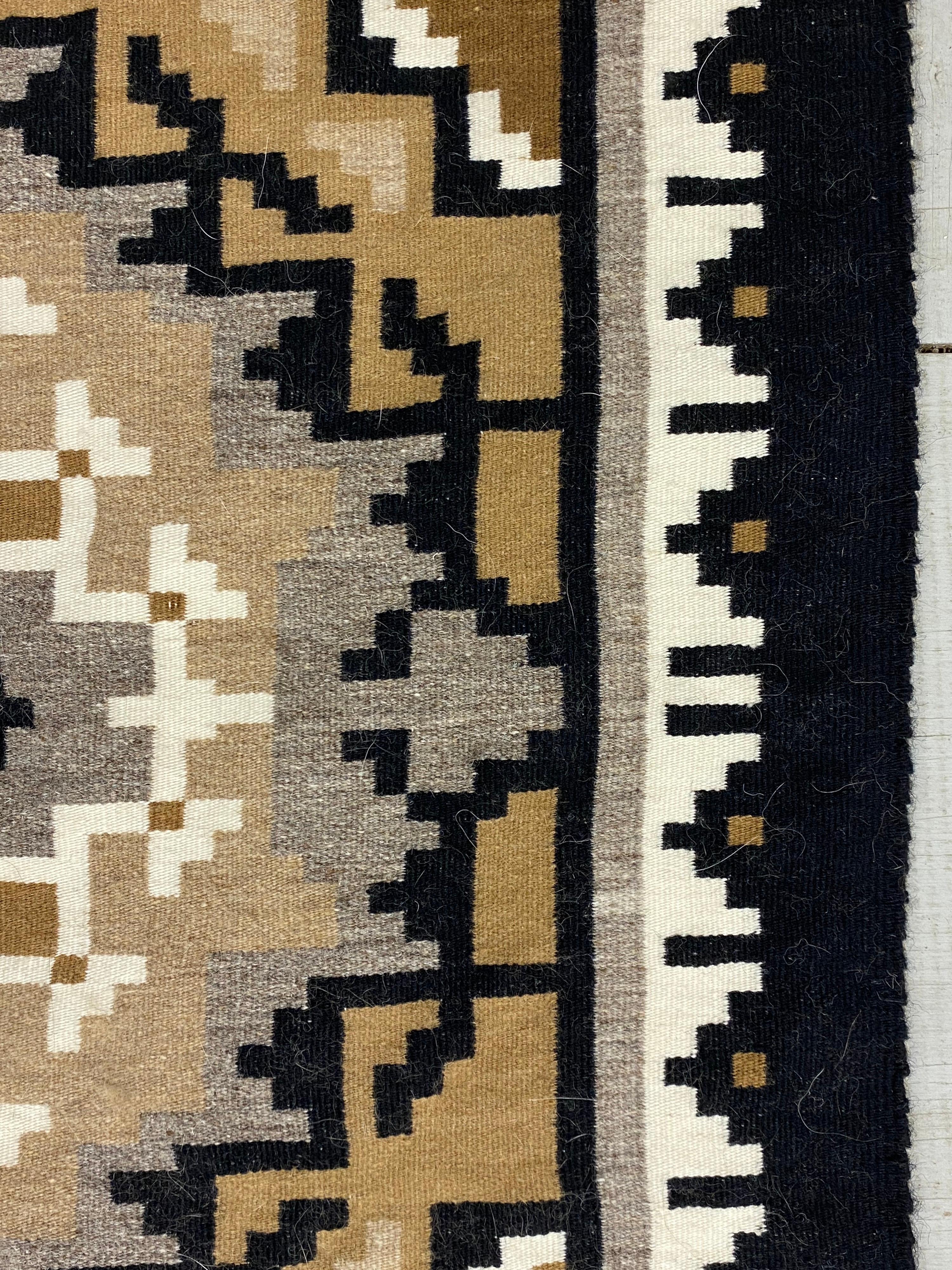 American Navajo Tapestry Two Gray Hills Pattern by Jennifer Nathaniel For Sale