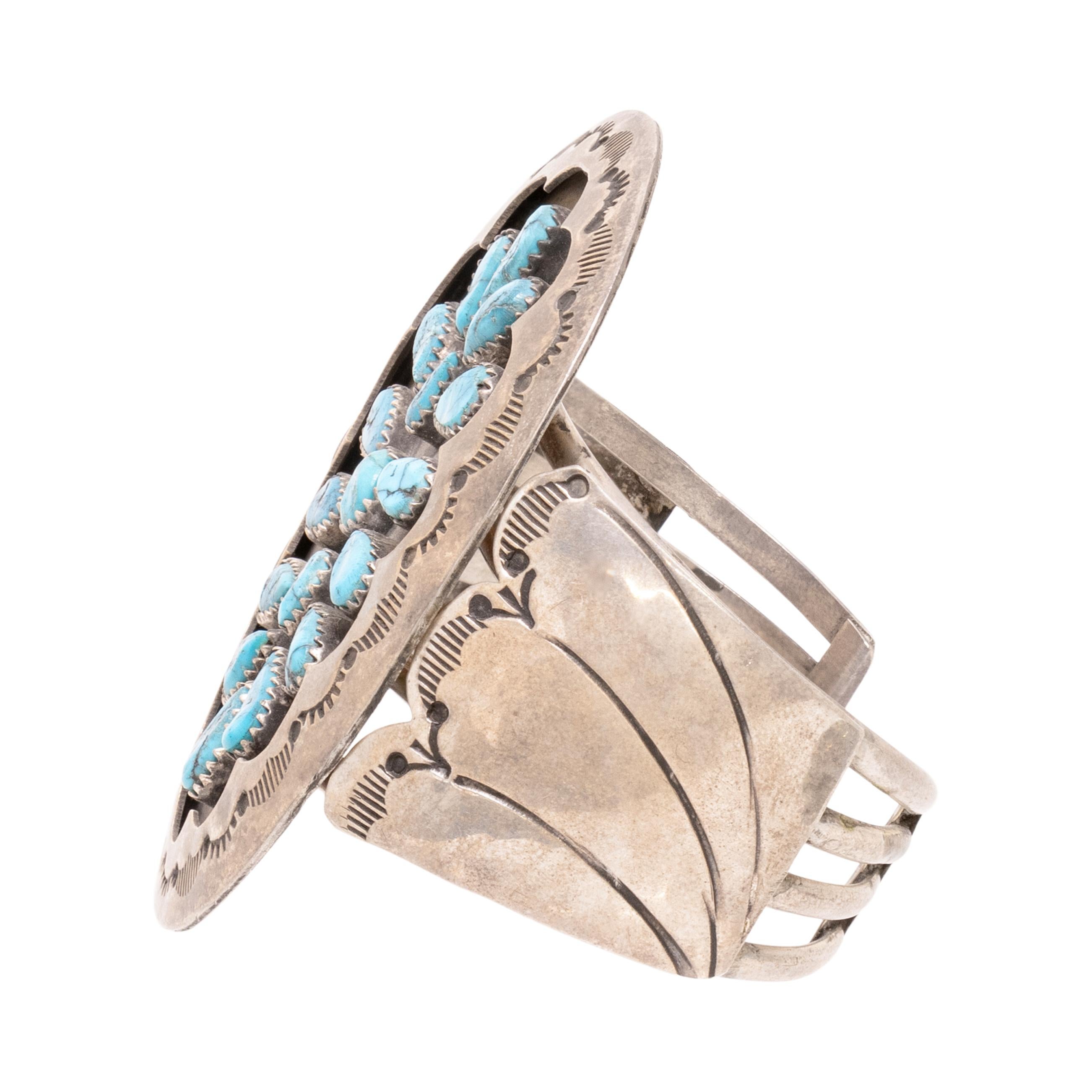 Mixed Cut Navajo Teardrop Cluster cuff Bracelet For Sale