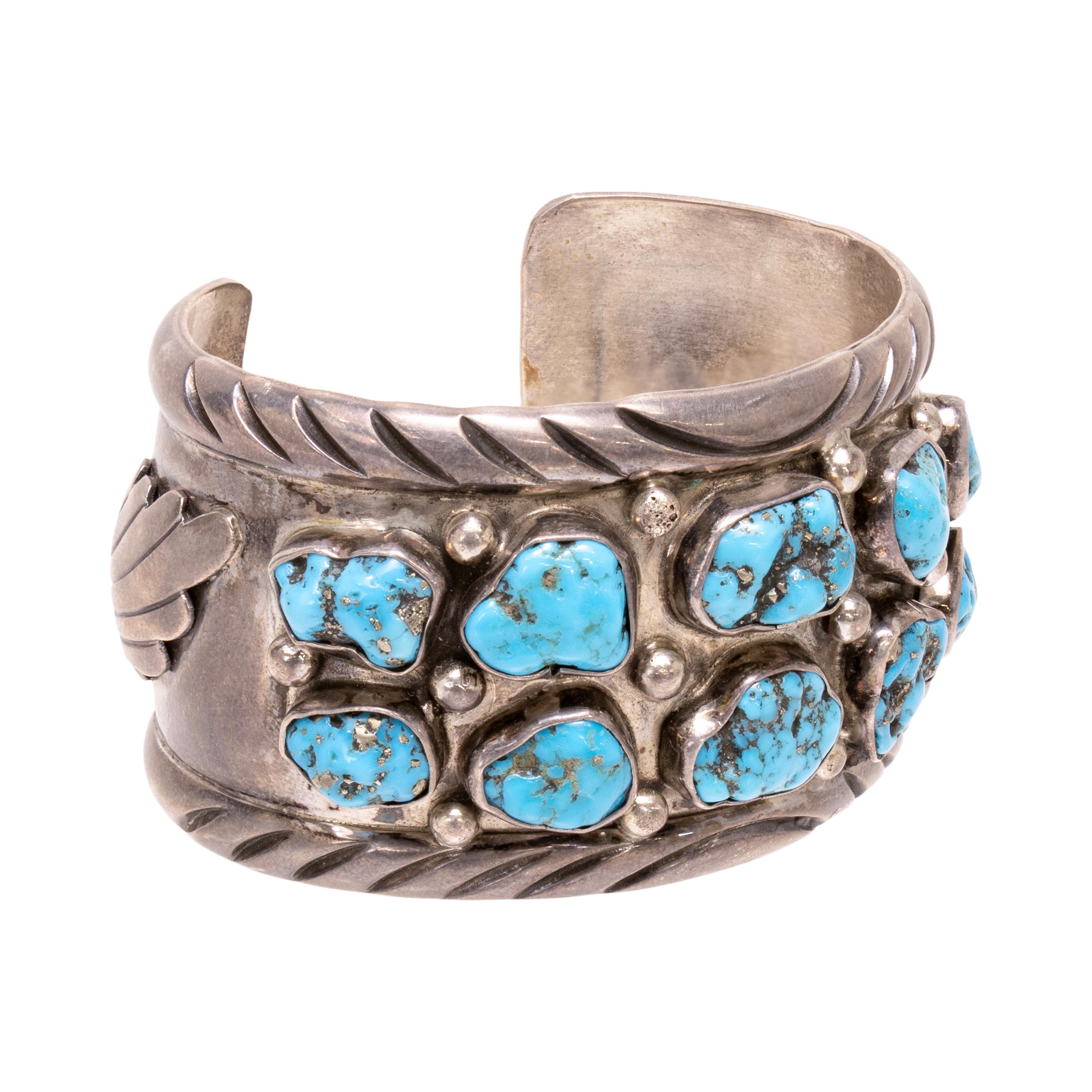 Bracciale Navajo con dieci pietre di turchese In condizioni buone in vendita a Coeur d Alene, ID