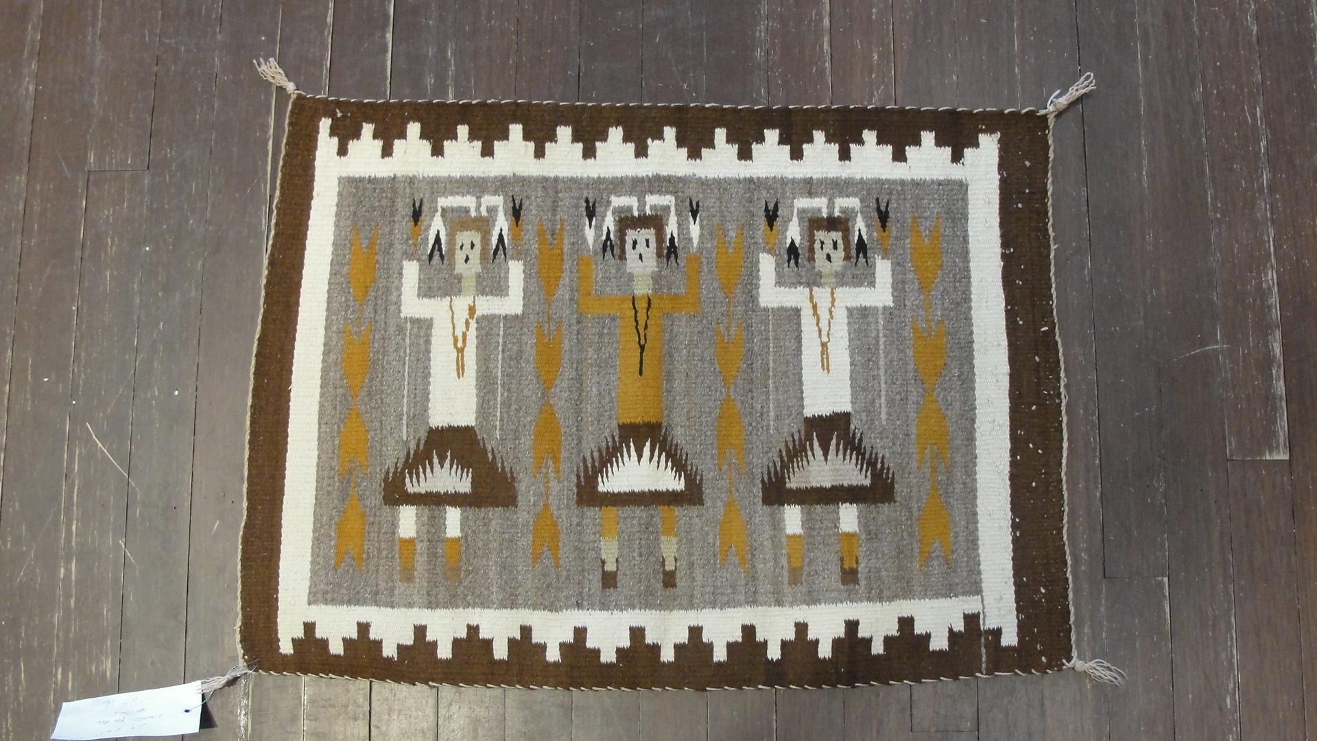 American Navajo Three Figure Yei Rug, Free Shipping For Sale