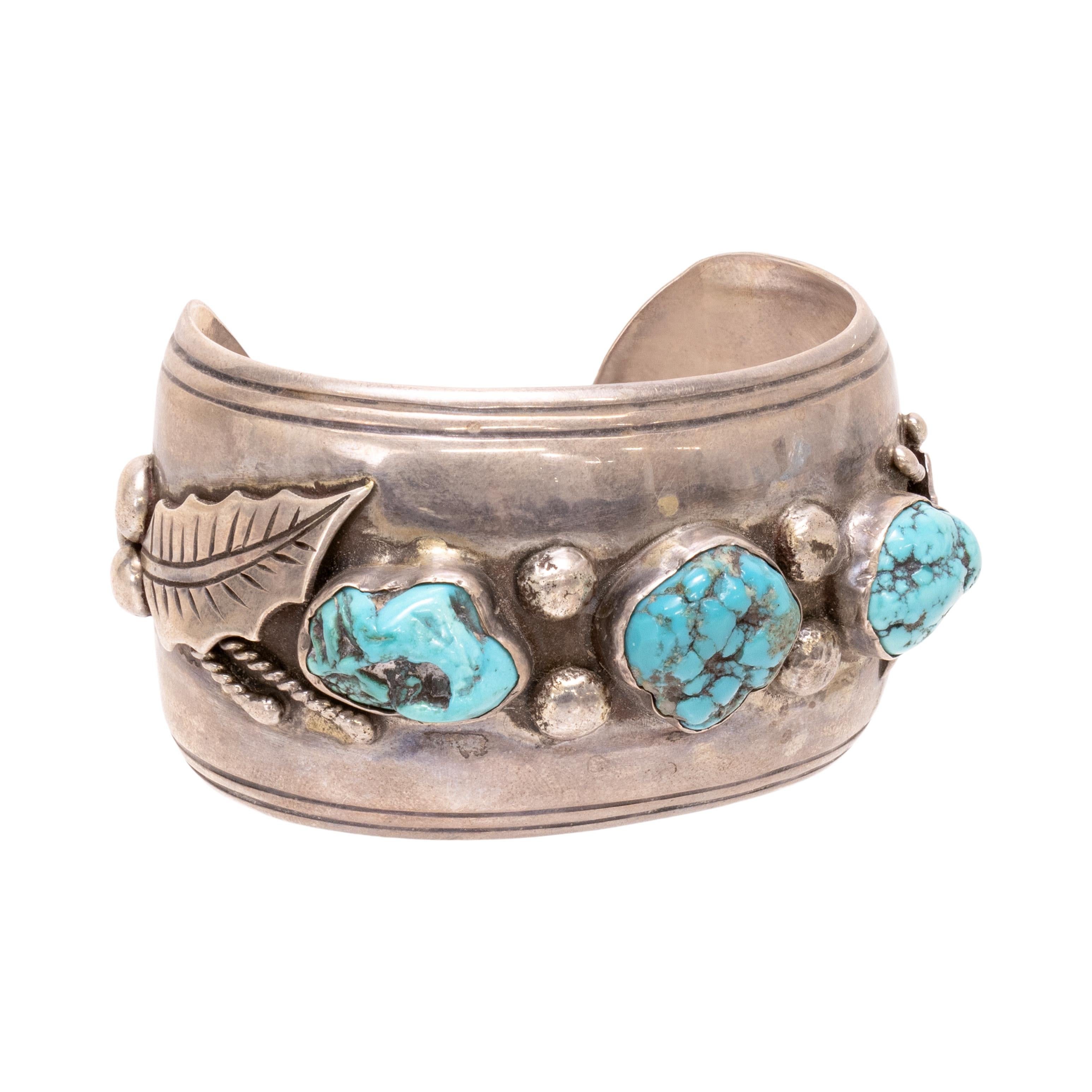 Bracelet manchette à trois pierres Navajo Bon état - En vente à Coeur d Alene, ID