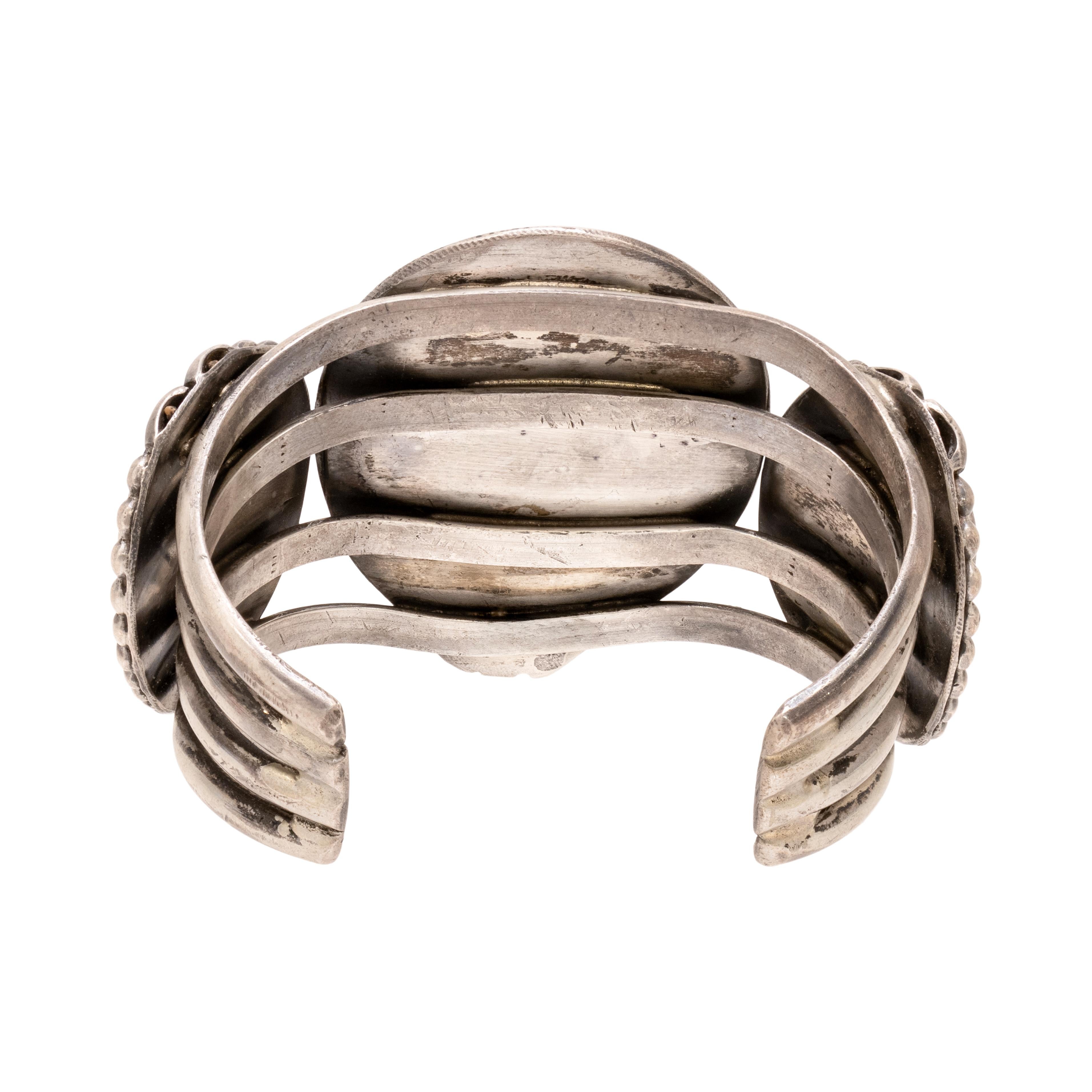 Bracelet manchette à trois pierres Navajo Unisexe en vente