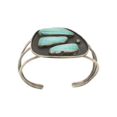 Bracciale Navajo con tre pietre di turchese