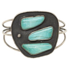 Navajo Three-Stone Turquoise Cuff Bracelet